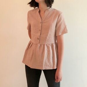 NEW SHEIN BEIGE PEPLUM BLOUSE  -S